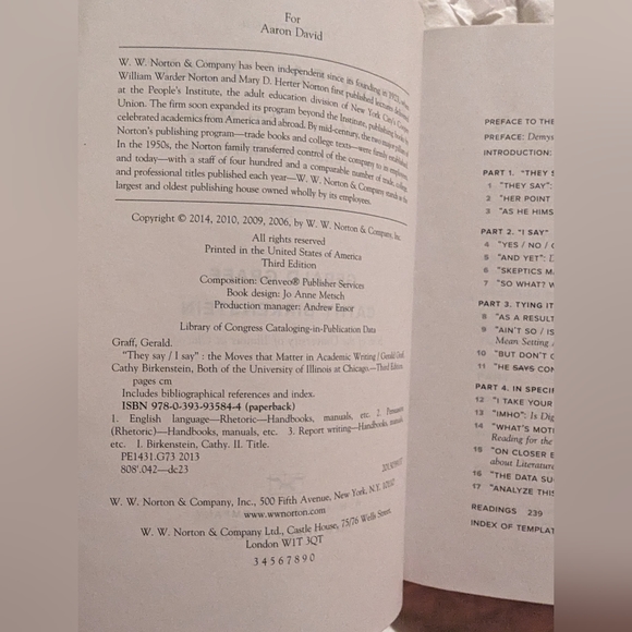 They Say / I Say The Moves That Matter in Academic Writing (Third Edition) Book - Picture 3 of 6